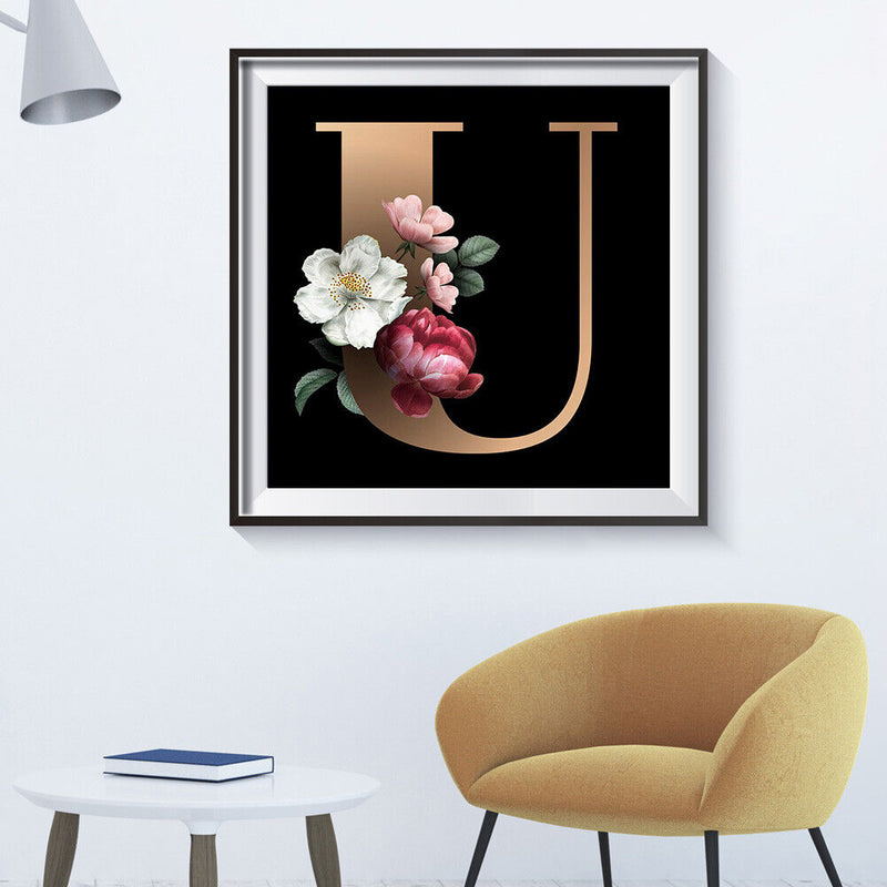 Letter U Full Round Drill Mosaic Diamond Painting Rhinestone Crafts Drawing Sets