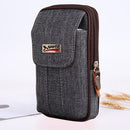 Men Canvas Mobile Phone Bags Double-layer Zipper Fanny Pack (Grey)