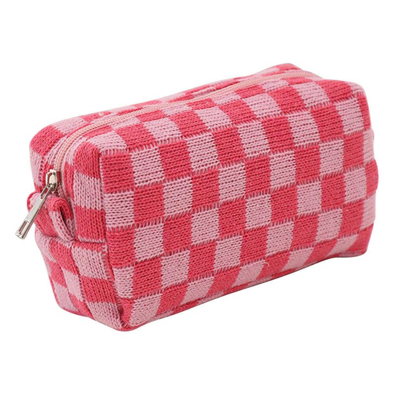 2pcs Makeup Bags Knitting Pencil Case Zipper Portable Travel for Weekend Holiday