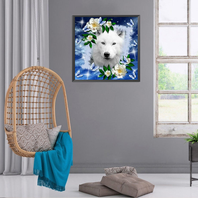 5D Diamond Painting Kit Flower Wolf Full Round Drill Rhinestone DIY Wall