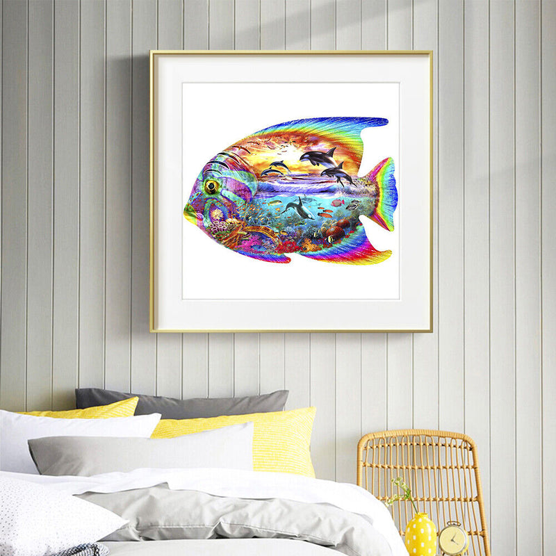 5D DIY Full Round Diamond Painting Color Fish Handmade Embroidery Kits for Gifts