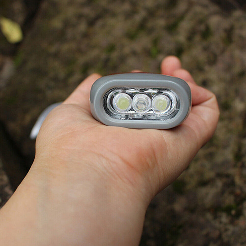 Portable 3 LED Flashlight Hand Crank Torch for Camping Light Outdoor Hiking Tool