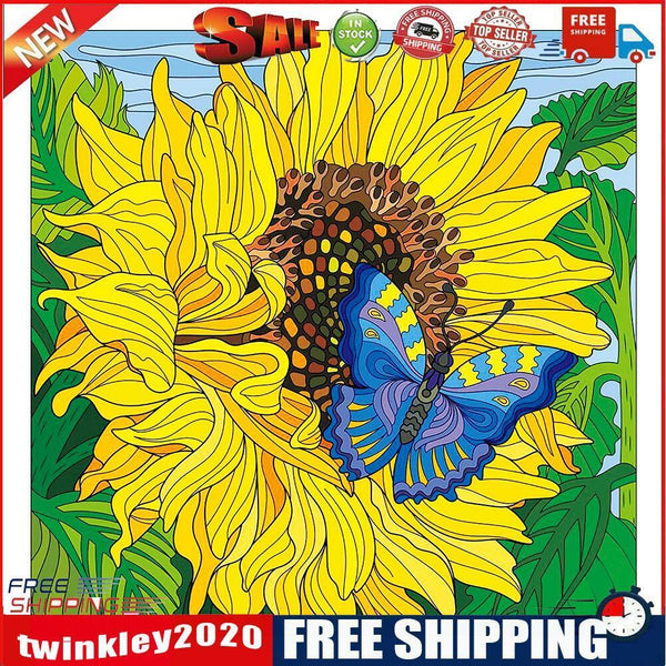 Diamond Painting Partial Special Drill Sunflower butterfly Picture of Rhin