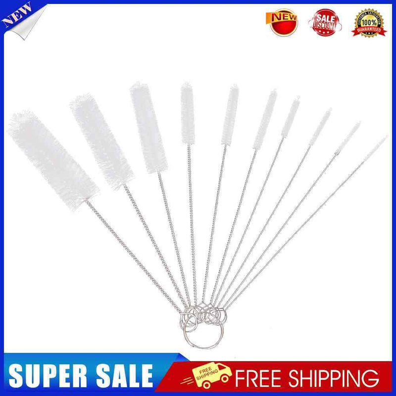 #A 10pcs Straw Cleaning Brush Reusable Stainless Steel Drinking Straw Cleaners