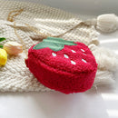 Strawberry Cartoon Shoulder Bags Kids Wool Chain Mini Crossbody Bag (A Red)
