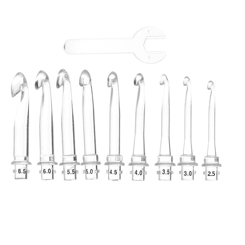 9 in 1 USB Light Up Crochet Hooks Knitting Needles LED Sewing Kit (Rose Red