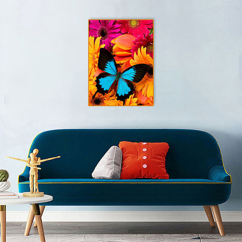 5D DIY Diamond Painting Blue Butterfly Full Round Drill Mosaic Art Picture Kits