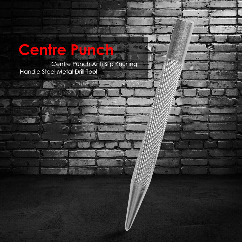 Automatic Centre Punch Anti Slip Knurling Handle Steel Metal Drill Tool Newly