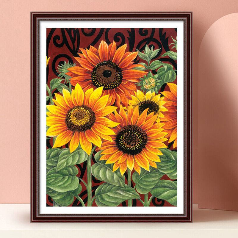 5D DIY Sunflowers Full Round Drill Diamond Painting Rhinestone Drawing Craft Art