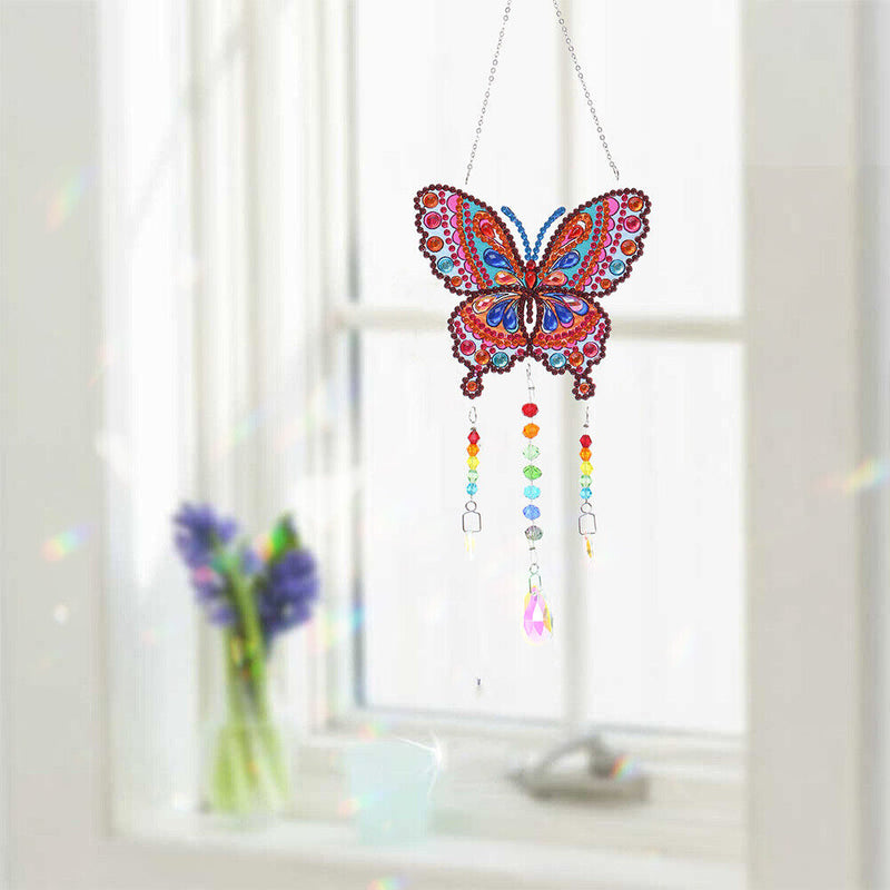 DIY Diamond Painting Light Catcher Hanging Crystal Wind Chime (Butterfly) Newly