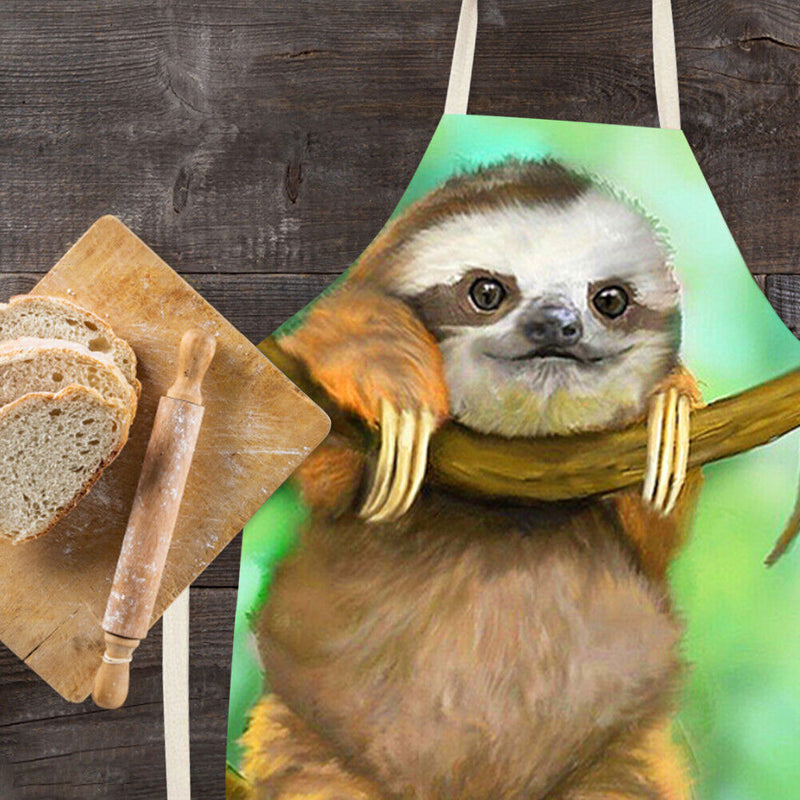 Home Sloth Printed Aprons Waterproof Linen Oil-proof Apron (82x68cm)
