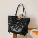 Women Fashion Cotton Large Shoulder Tote Bag Winter Pure Color Bucket Handbag