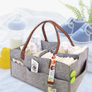 Baby Felt Storage Nursery Basket with Handle Large Pocket (Leather)