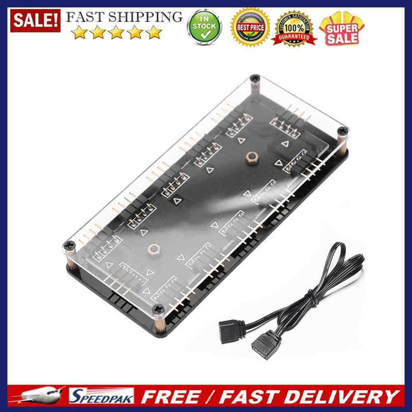 12V 4Pin RGB Fan HUB 1 To 10 Multi Way Splitter LED Strip Light Cooler Adapter