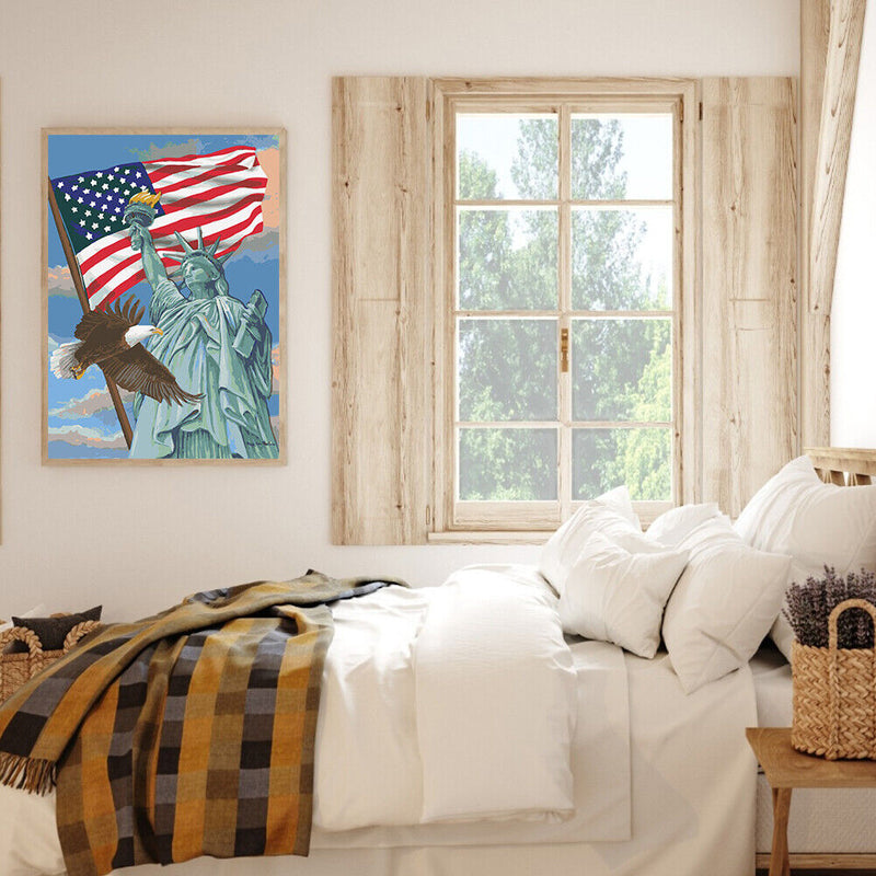 HandPainted Oil Paint Kill Time Picture Colouring Artcraft Eagle and Banner Gift