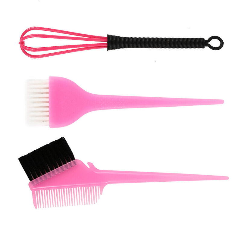5pcs Hair Dye Bowl +3 Brushes + 1 Ear Shield Combo Set Coloring Tint (Pink)