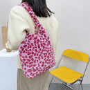 Female Fluffy Fashion Flower Pattern Shoulder Bag Large Phone Crossbody Bag