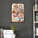 Porcelain Vase Flowers Metal Plate Tin Sign Plaque for Bar Pub Club Cafe