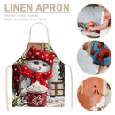 Hanging Neck Christmas Cat Print Linen Cleaning Apron Kitchen Cafe Home Pinafore