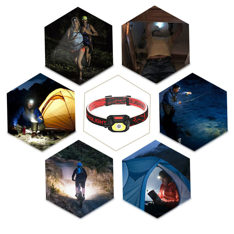 COB LED USB Headlamps Rechargeable Camping Fishing Headlight Flashlight Torch