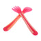 Baby Feeding Safety Soft Spoon Fork Set Temperature Sensing Flatware(Pink)