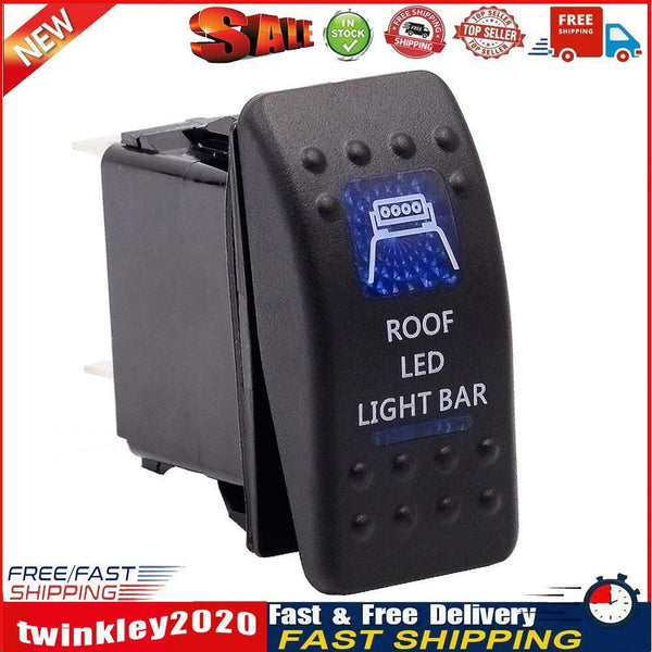 Dual Blue Backlit ROOF LED LIGHT BAR Rocker Switch 5 Pin for Boat ATV UTV Newly