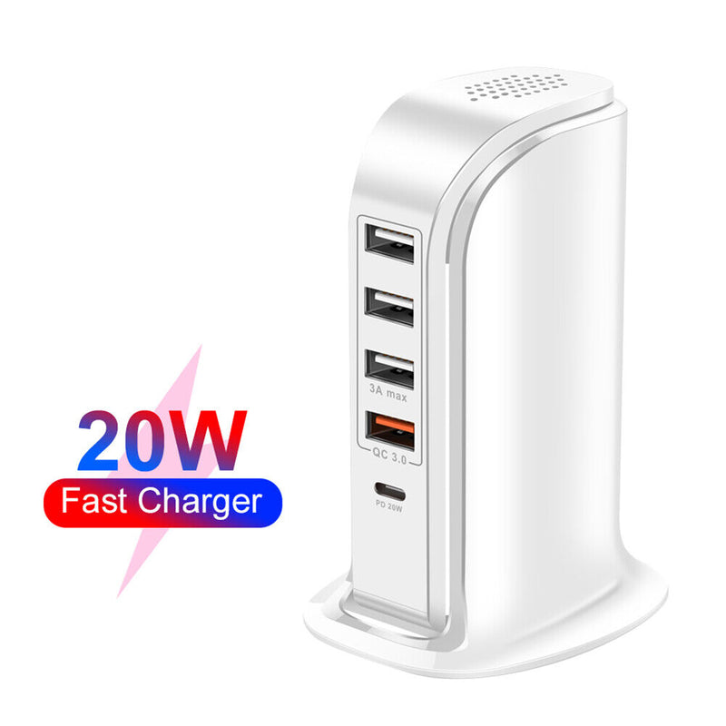 Universal 5 Ports Charger Mobile Phone Desktop Multi USB Charging Station D