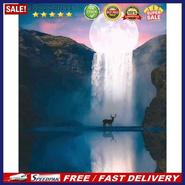 Frameless Oil Paint By Numbers DIY Moon Fall Picture Craft Kit for Living R