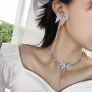 Retro Butterfly Rhinestone Dangle Earrings Women Tassel Long Ear Jewelry