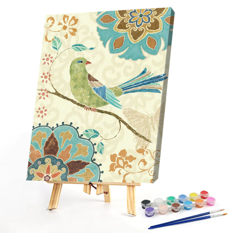 Frameless Flower and Bird Oil Paint by Numbers Kit Drawing Coloring on Canvas