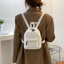 Women Mini Lamb Wool Solid Color Backpack Female Preppy Style Casual Rucksacks