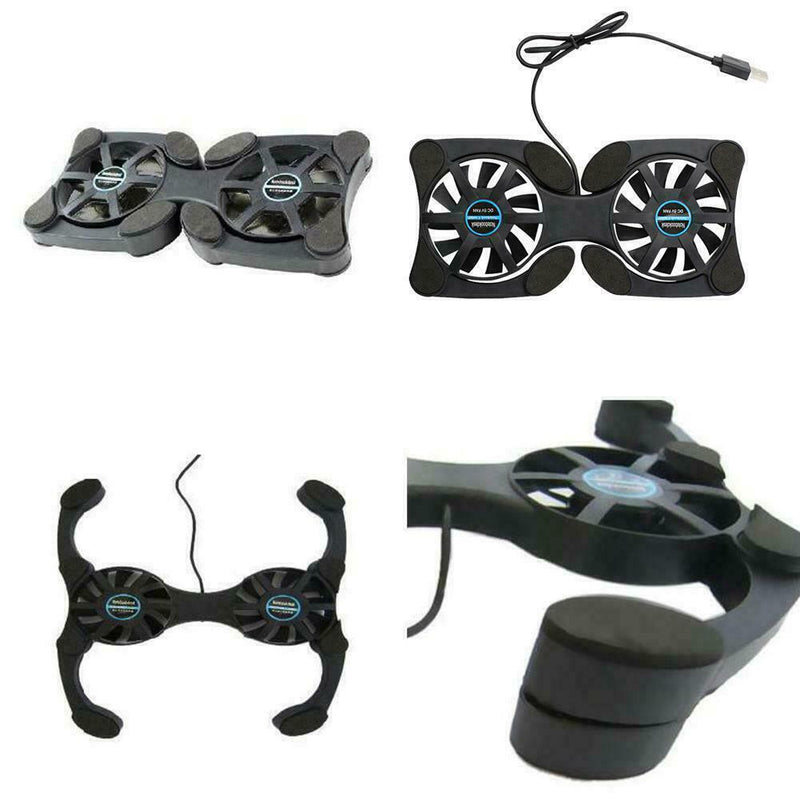 Foldable Mini Notebook Cooler Laptop USB Double Cooling Stand Computer Pad N5T1