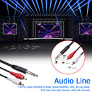 2 RCA to 1/4 inch 6.35mm TRS Stereo Audio Cable Male to Male 1.5m/4.9ft Newly