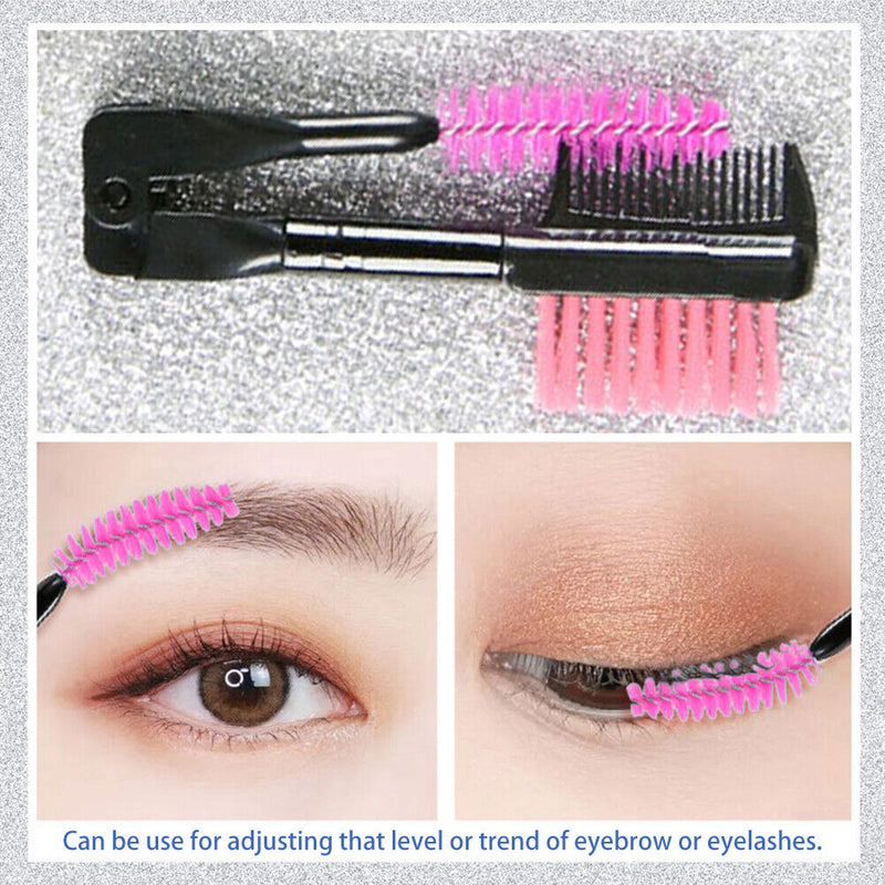 Foldable Double-ended Eyebrow Brush Eyelash Brush Comb for Beauty Makeup To