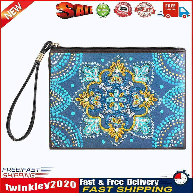 DIY Mandala Special Shaped Diamond Painting Wristlet Clutch Zipper Wallet Newly