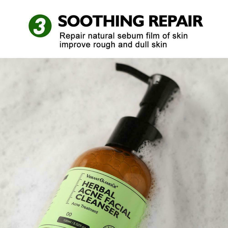 Herbal Acne Facial Cleanser Shrink Pore Foam Oil Control Brightening Skin V8J8