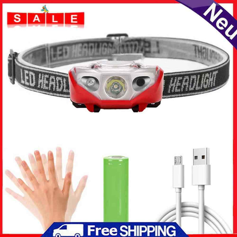 USB Rechargeable XPE LED Headlamp Wave Induction 500lm 600mAh Work Torch Lamp