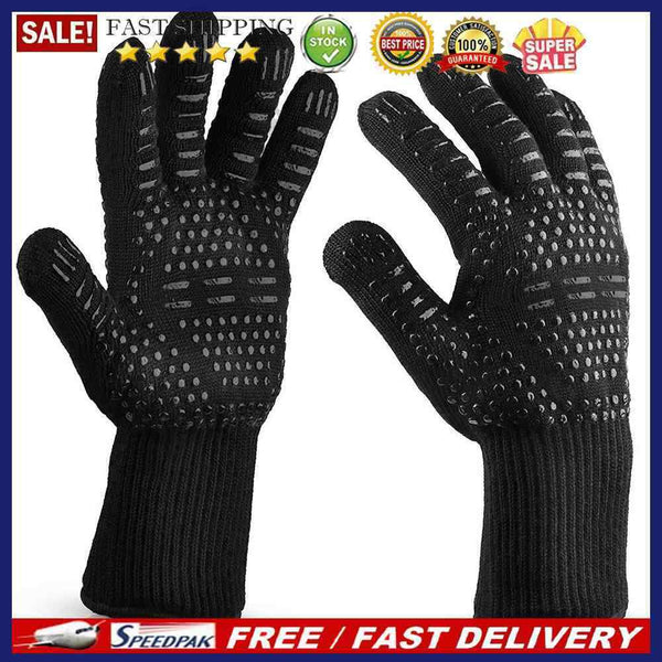 2pcs Outdoor Camping Barbecue Heat Resistance Silicone Gloves Oven Cooking Gl