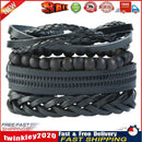 4pcs Retro Weave Bracelet Multilayer Leather Bangles Unisex Jewelry Gift Newly