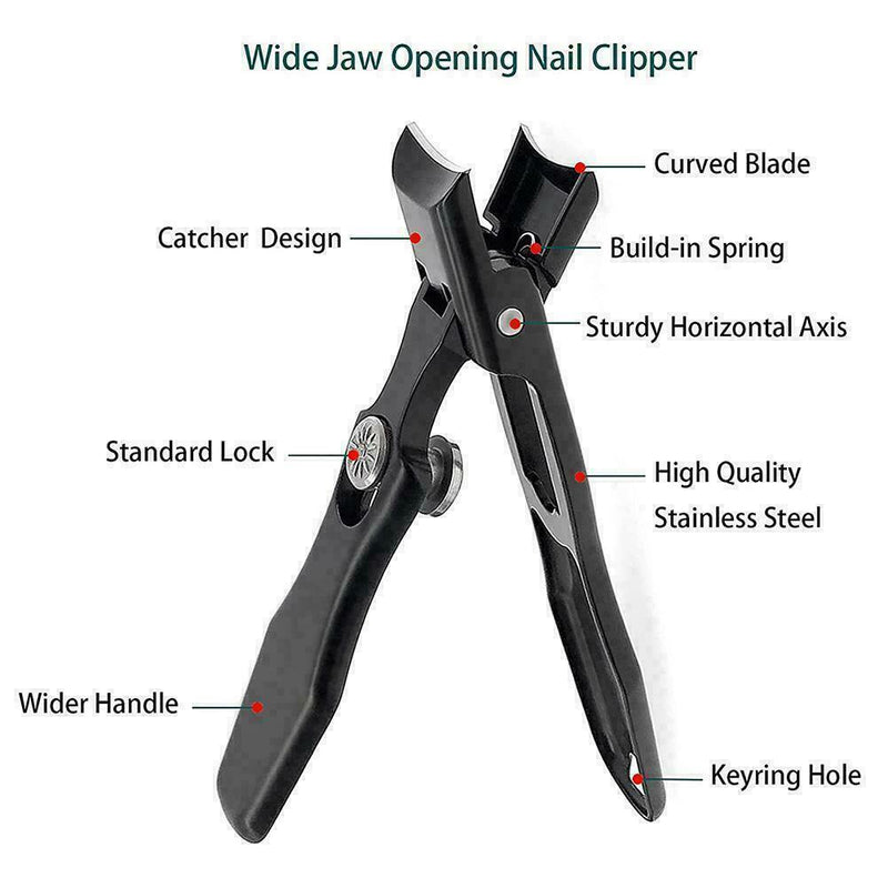 Nail clippers Black Matte Steel Fingernail & Thick C5X4 Anti-splash. Q7J0
