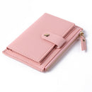 Women Fashion ID Card Multi-slot Wallet PU Leather Mini Purse Zipper Card Hol
