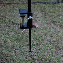 Folding Lamp Pole Camping Bracket Hook Outdoor Light Stand Tripod (Black) Newly