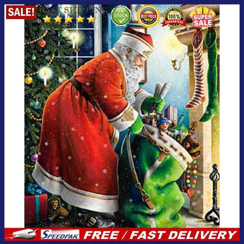 Santa Gift Oil Paint By Numbers Christmas Drawing DIY Hand Painted Decorations