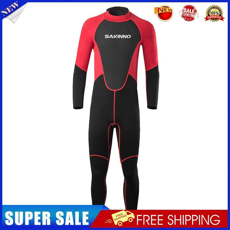 Full Body Men Neoprene Wetsuit Jumpsuit Quick-Drying Wet Suit (Red L)