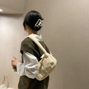 Retro Solid Color Underarm Bag Portable Women Plush Top-handle Pouch Party Purse