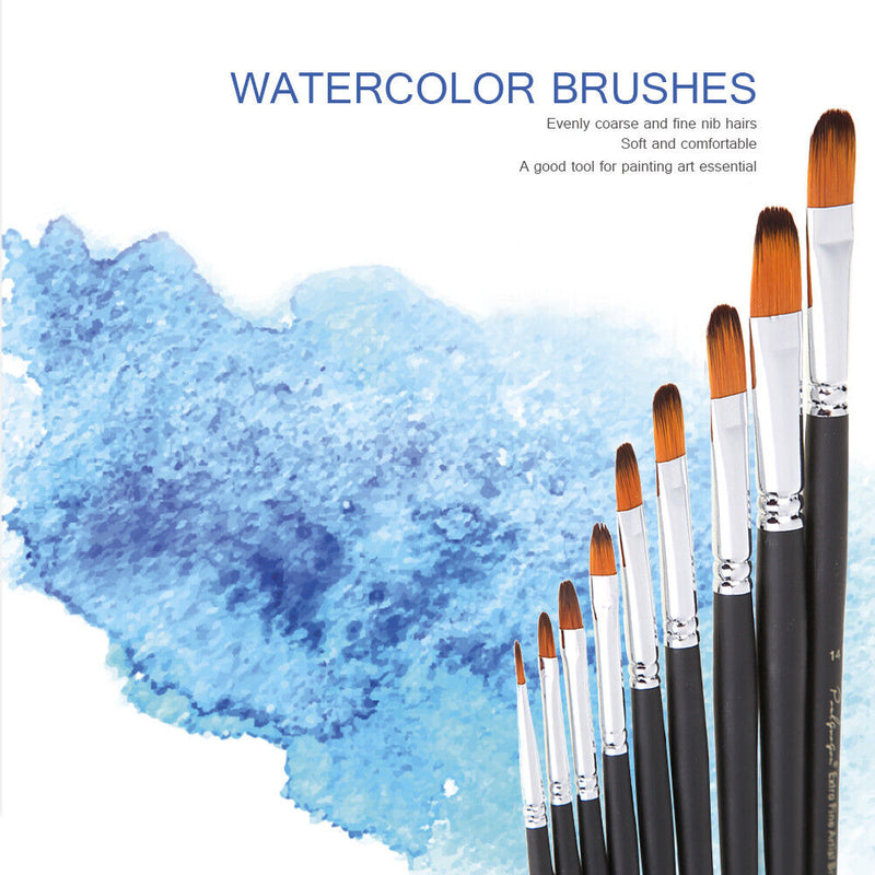 9pcs Nylon Hair Watercolor Oil Acrylic Painting Brushes Pens DIY Art Tools