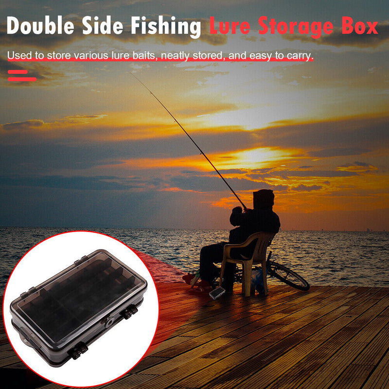 Double Side Fishing Lure Box Artificial Bait Case Organizer Lure Fishing Tackle