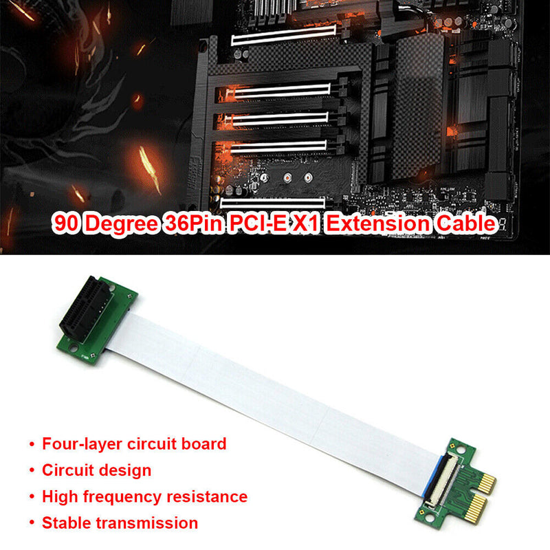 PCI Express Extension Cable 36-Pin PCIe 1X FPC Converter Cord for Motherboard