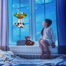 Alien and Cow Stained Glass Suncatcher Window Panel Home Hanging Pendants~