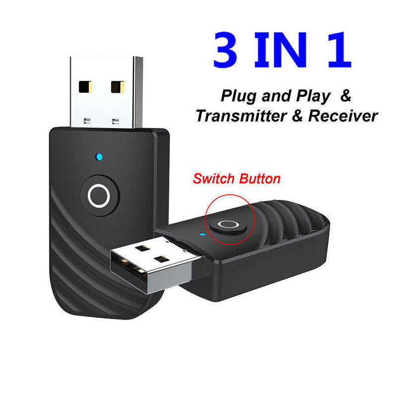 3"" 1 Bluetooth 5.0 Audio Transmitter Receiver AUX USB Wireless Music Adapter